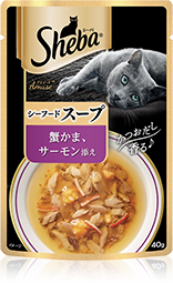シーフードスープ 蟹かま、サーモン添え