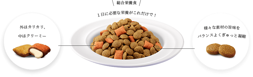 ＼総合栄養食／ １日に必要な栄養がこれだけで！